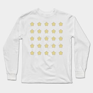 Pastel Yellow Stars with eyelashes Long Sleeve T-Shirt